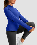 Mock Neck Zip Pockets Fleece Long Sleeve