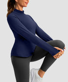 Mock Neck Zip Pockets Fleece Long Sleeve