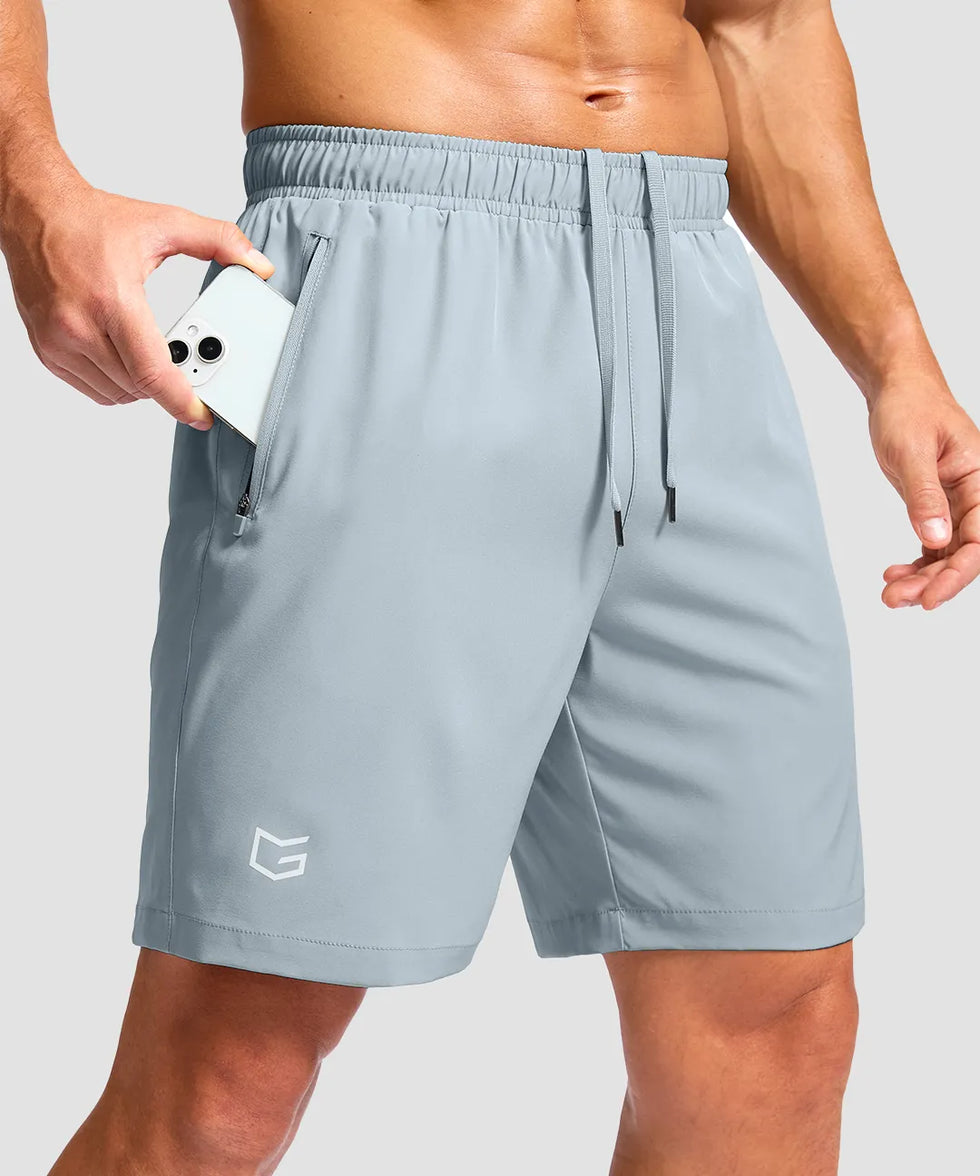 Elastic Waist Zipper Pockets Shorts 5''/7''/9''