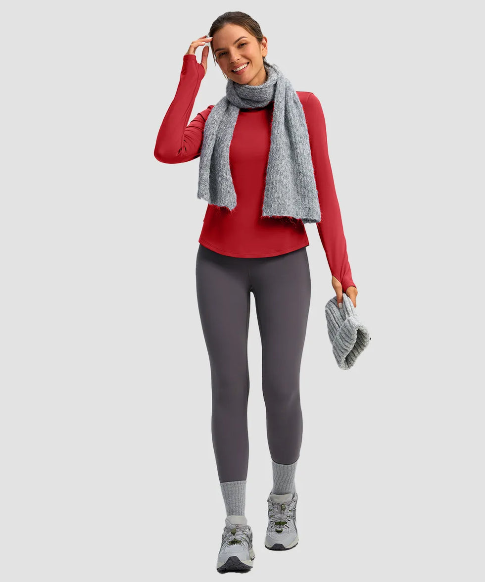 Mock Neck Zip Pockets Fleece Long Sleeve