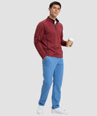 Contrast Color Quarter-Zip Fleece Pullover