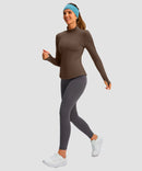 Mock Neck Zip Pockets Fleece Long Sleeve