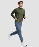 Contrast Color Quarter-Zip Fleece Pullover