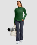 Mock Neck Zip Pockets Fleece Long Sleeve