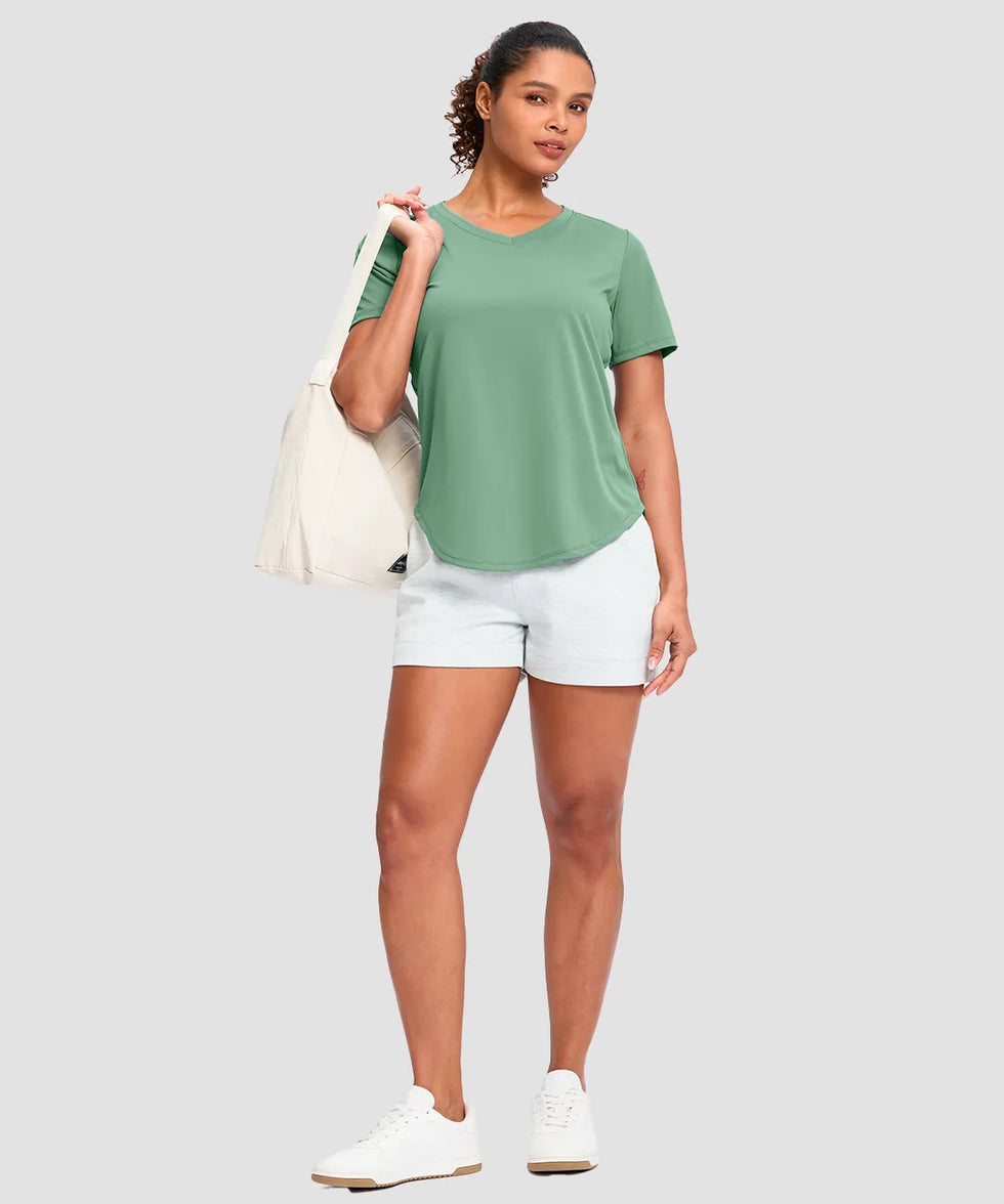 UV Protection V Neck Short Sleeve