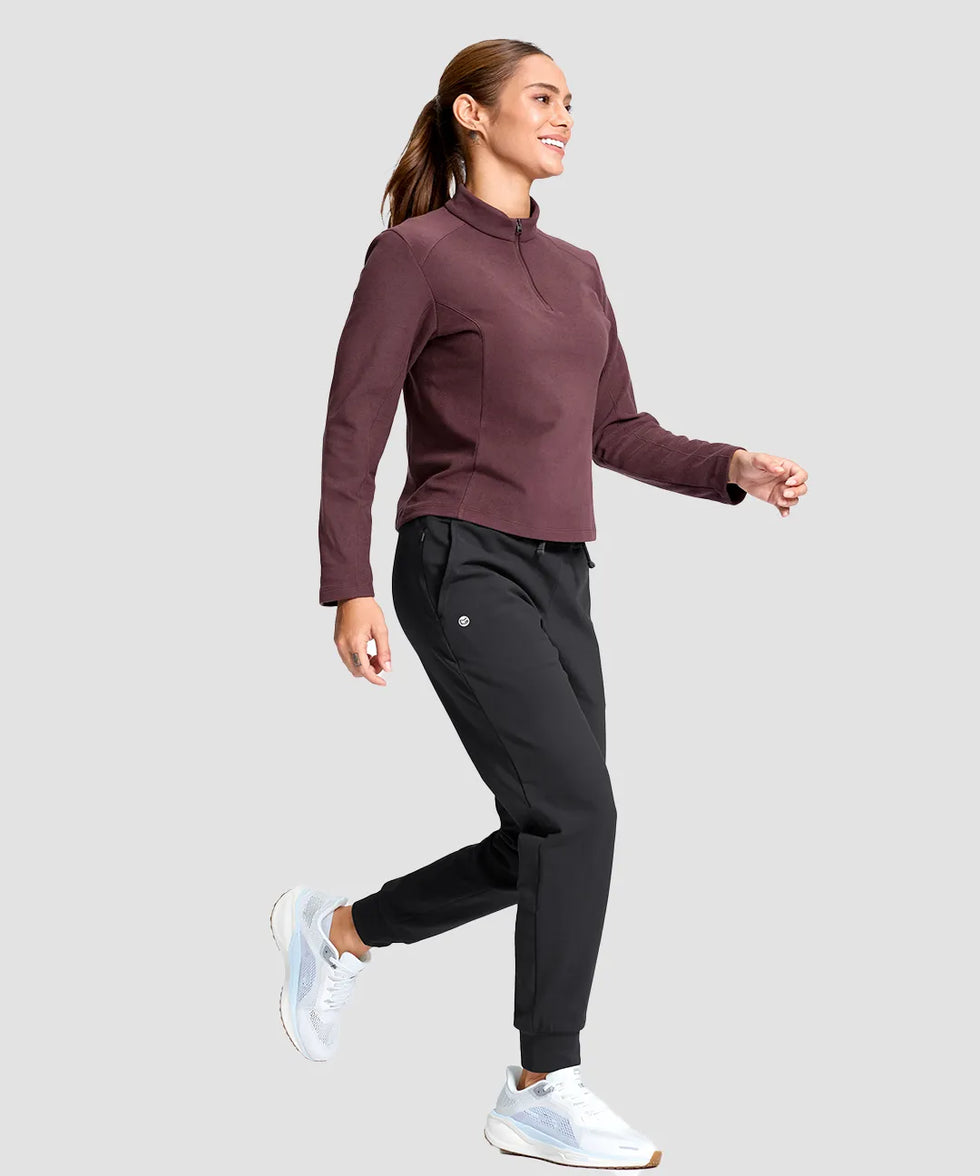 Slim Fit Zip Pockets Thermal Joggers