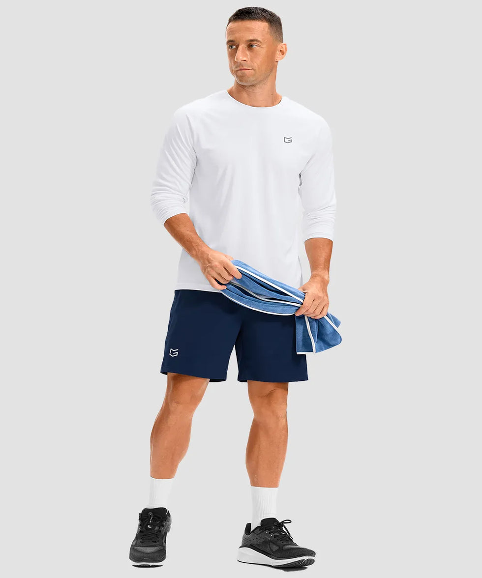 dry fit performance long sleeve in white - on model view