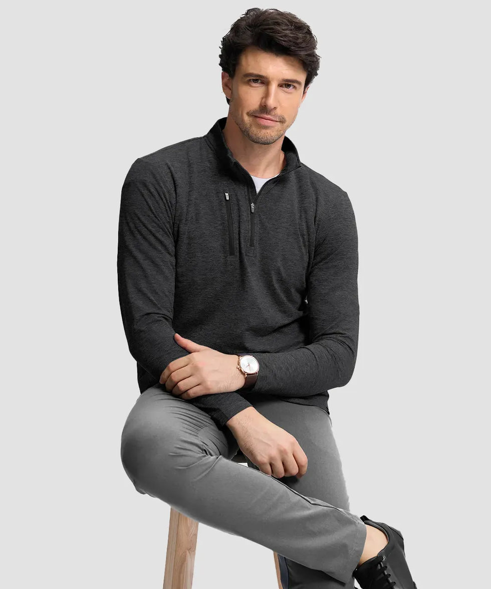 Quarter Zip Golf Pullover With Chest Pocket