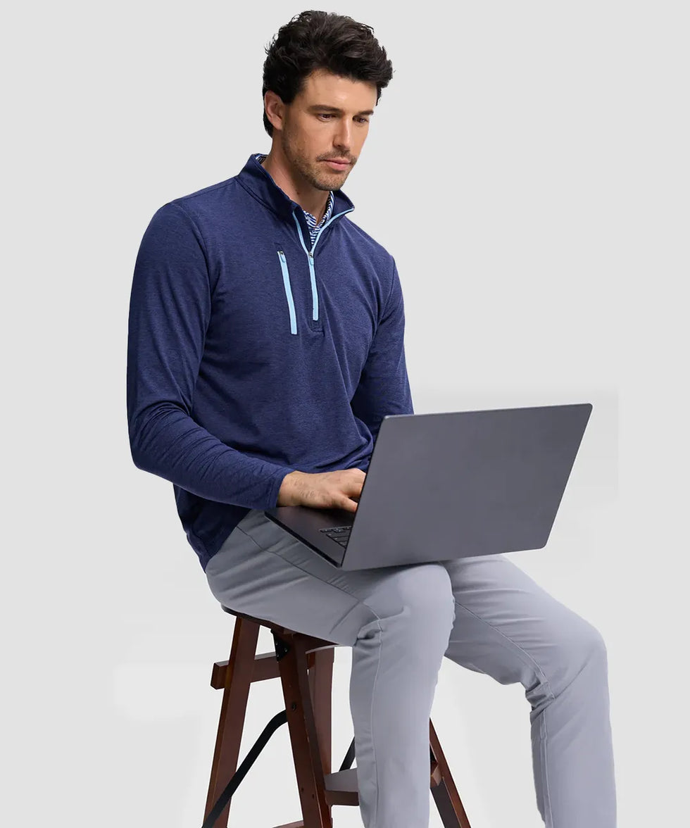 Quarter Zip Golf Pullover With Chest Pocket