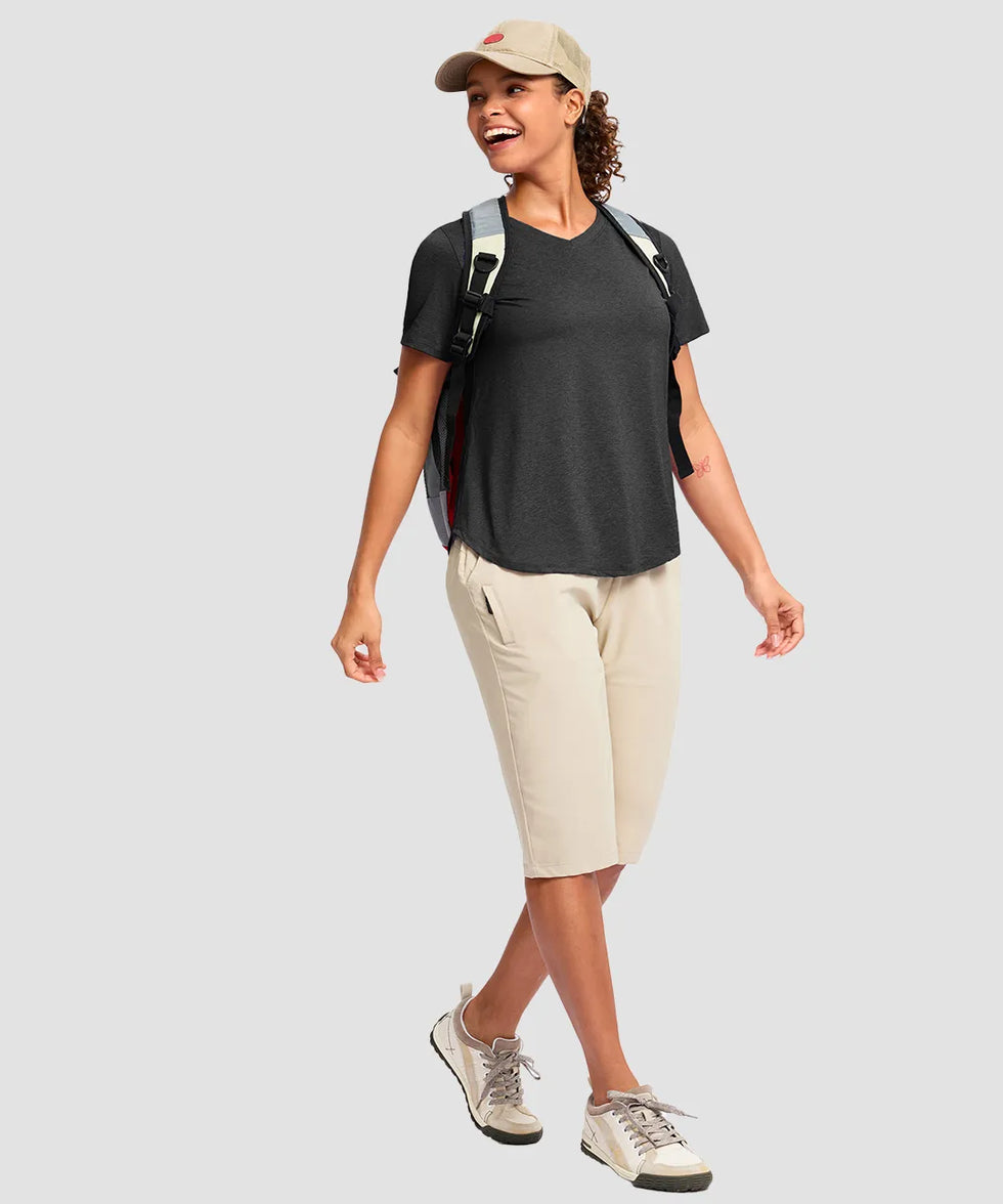 UV Protection V Neck Short Sleeve