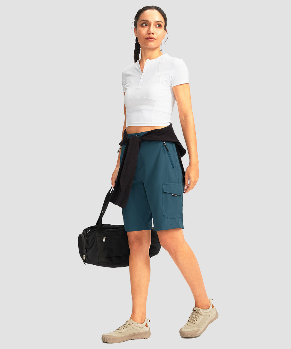 cargo bermuda short 10" in dusty blue - on model view