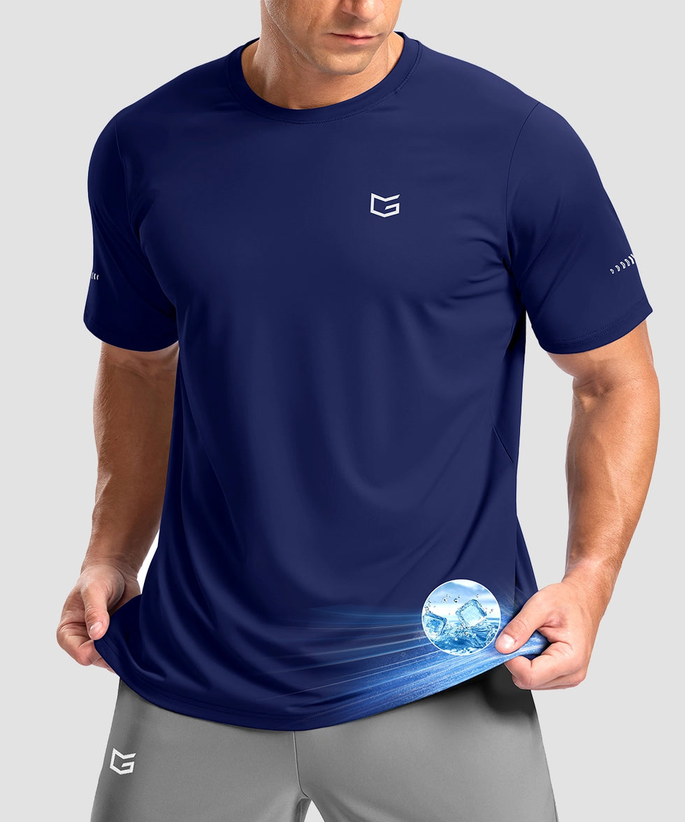 cooling upf 50+ performance t-shirt in deep blue - front view