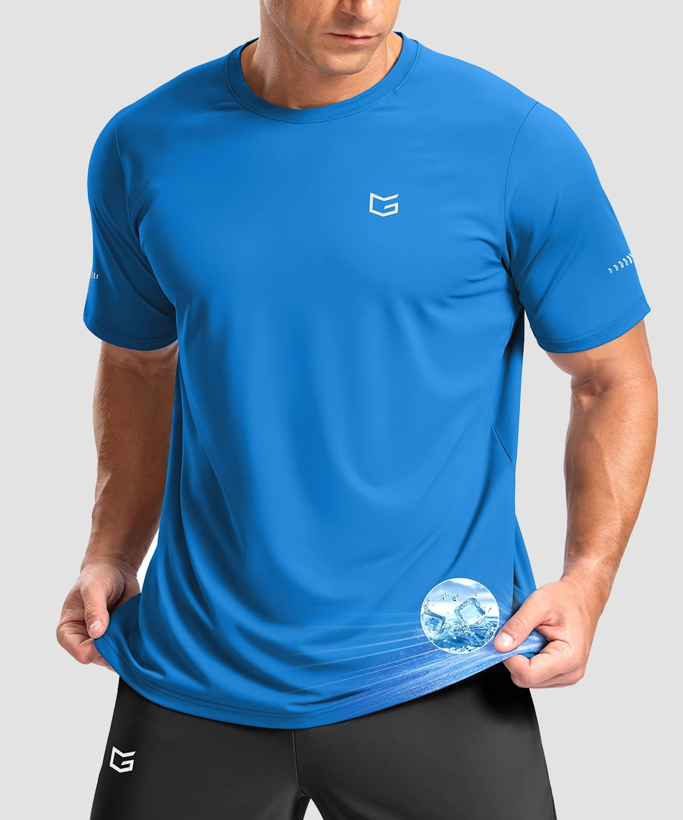 cooling upf 50+ performance t-shirt in dodger blue - front view
