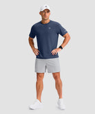 cooling upf 50+ performance t-shirt in dusty blue - on model front view