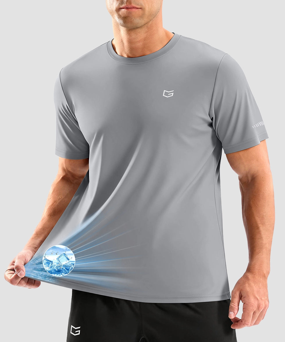 cooling upf 50+ performance t-shirt in light gray - front view