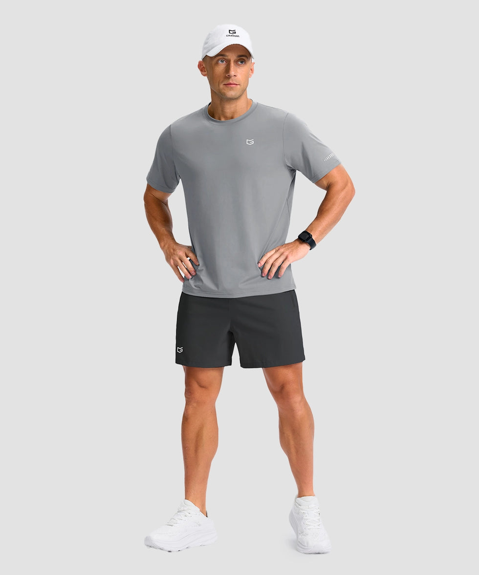 cooling upf 50+ performance t-shirt in light gray - on model view