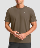 cooling upf 50+ performance t-shirt in taupe - on model front view