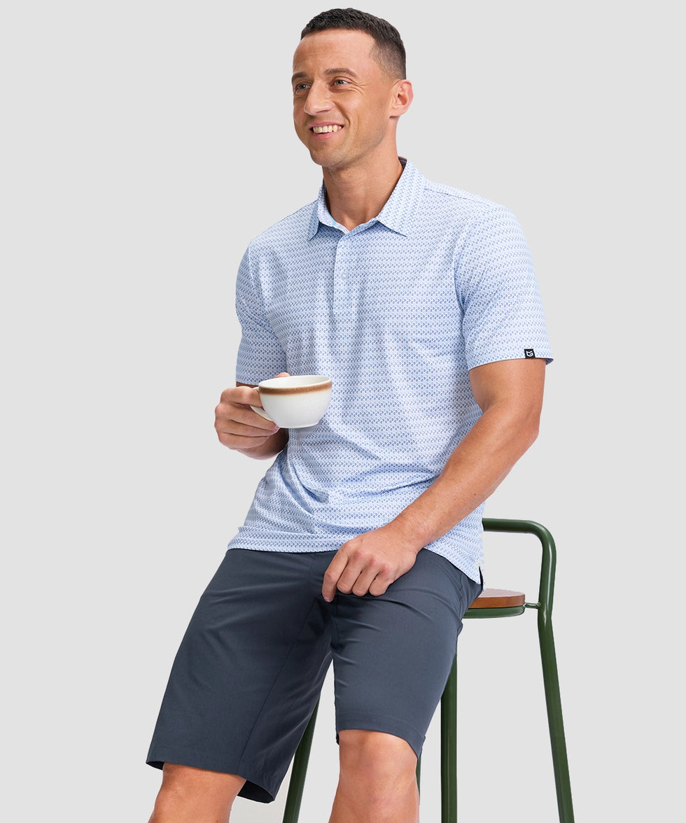 dry fit performance golf polo in arc arrow - on model view