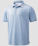 dry fit performance golf polo in blue flower - product view