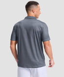 dry fit performance golf polo in deep grey texture - back view