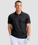 dry fit performance golf polo in golf clubs 2 black - front view