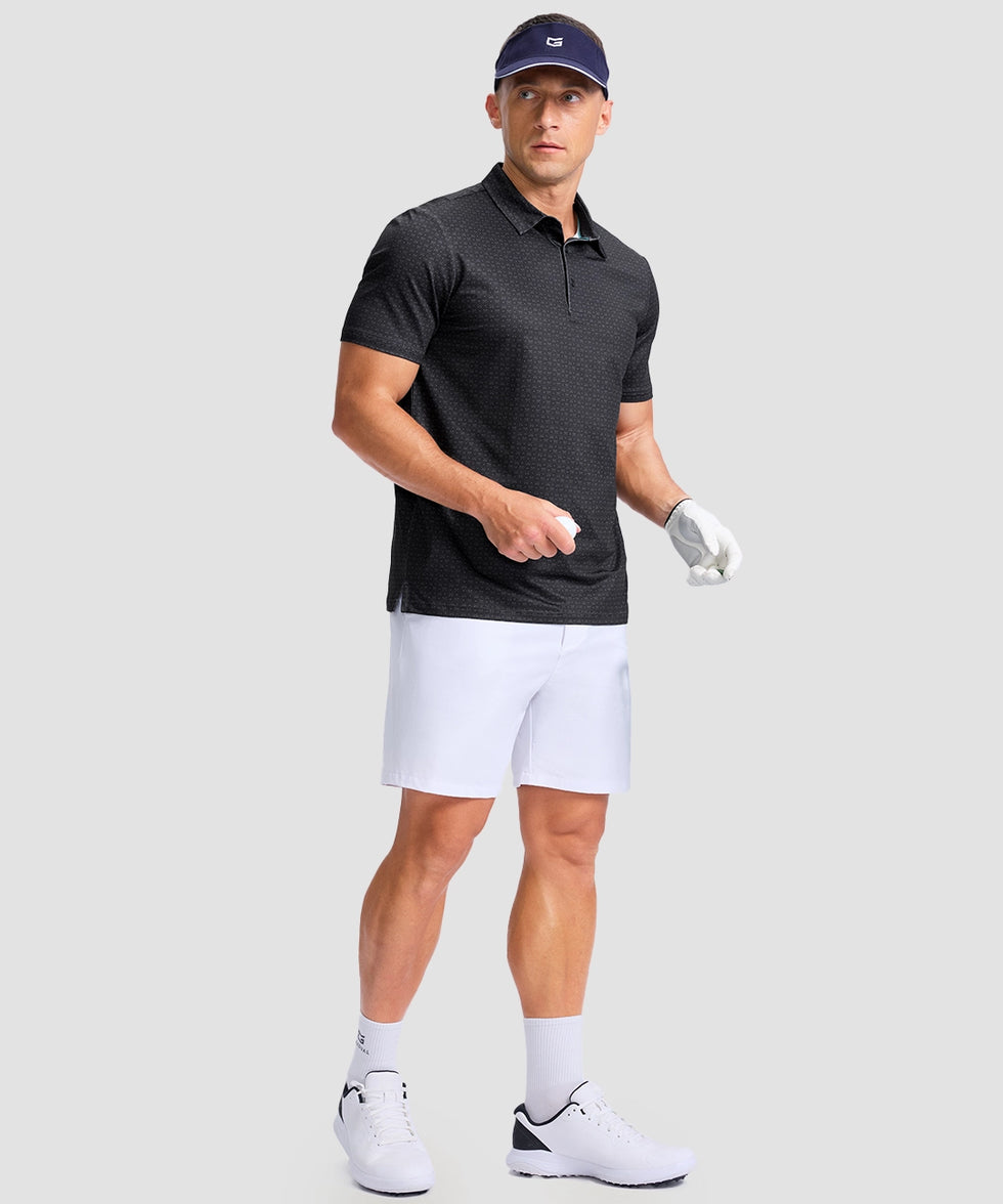 dry fit performance golf polo in golf clubs 2 black - on model view