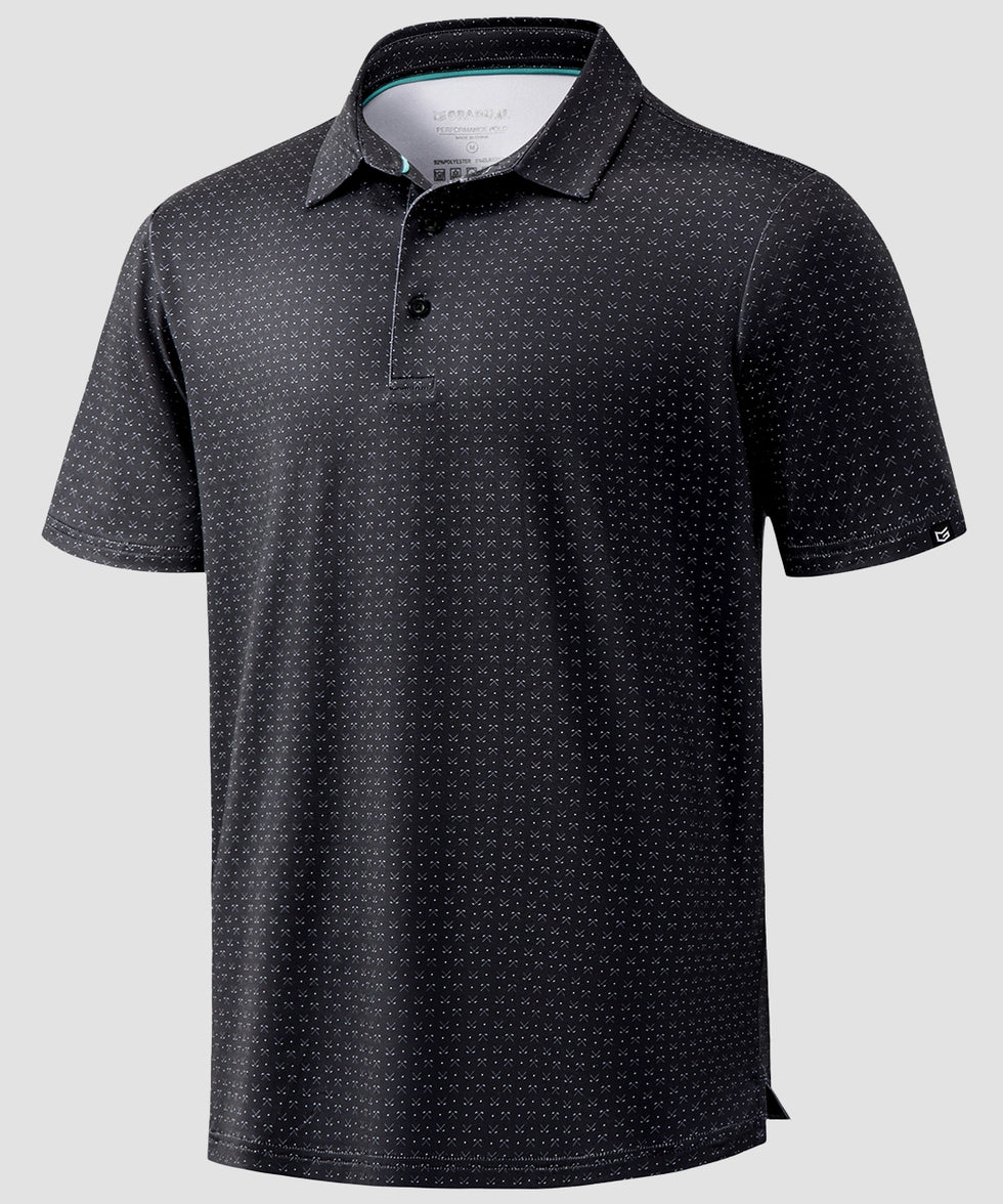 dry fit performance golf polo in golf clubs 2 black - product view