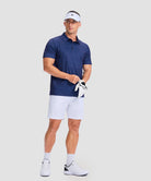 dry fit performance golf polo in navy rocket - on model view