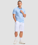 dry fit performance golf polo in rhombus blue - on model view