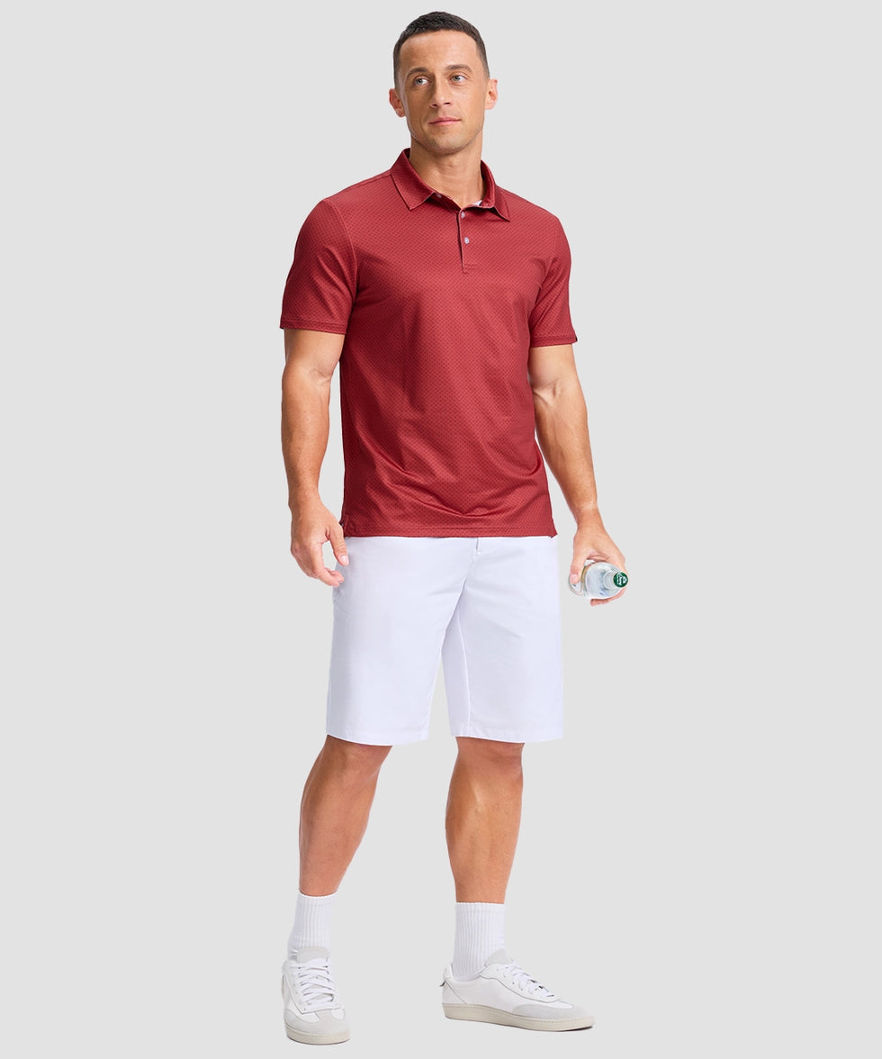 dry fit performance golf polo in small square red - on model view