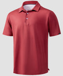 dry fit performance golf polo in small square red - product view