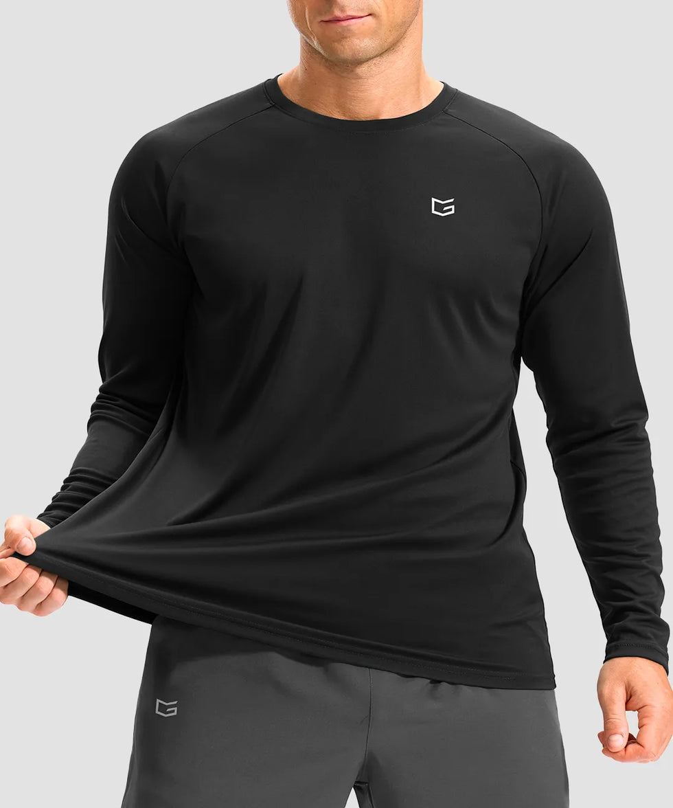 dry fit performance long sleeve in black - front view