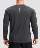 dry fit performance long sleeve in dark gray - back view