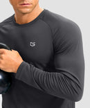 dry fit performance long sleeve in dark gray - detail view