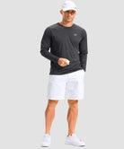 dry fit performance long sleeve in dark gray - on model view