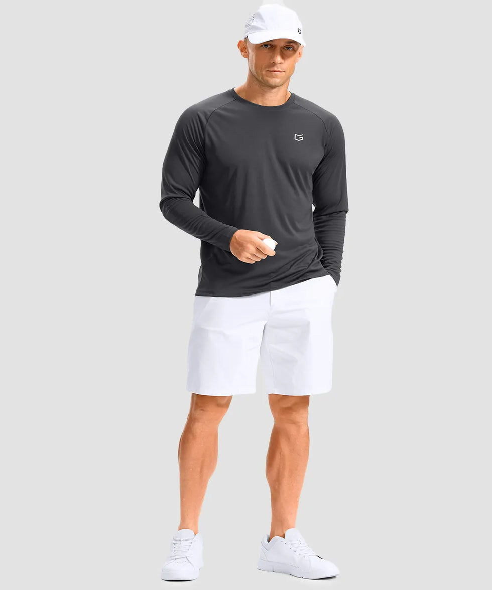 dry fit performance long sleeve in dark gray - on model view