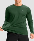 dry fit performance long sleeve in dark green - front view