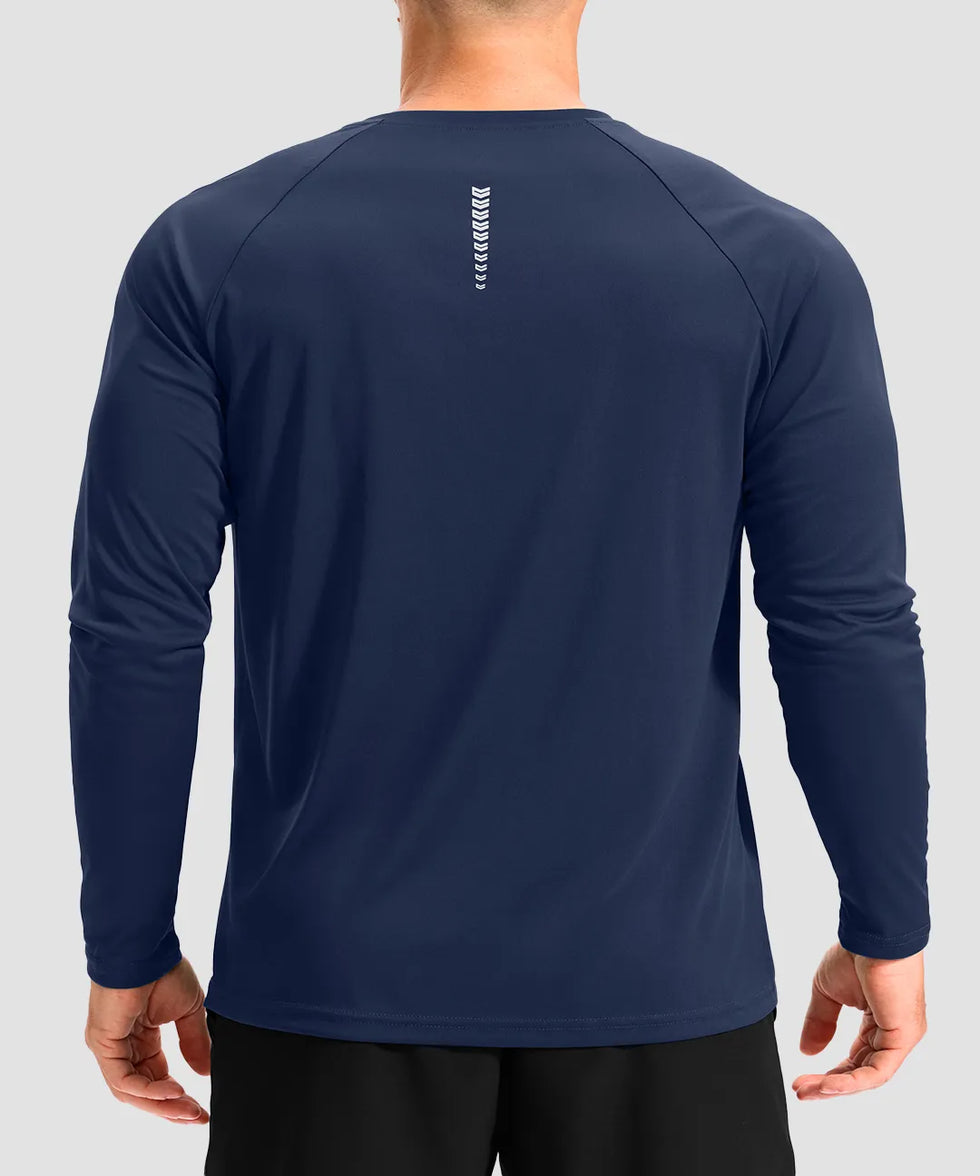 dry fit performance long sleeve in deep navy - back view