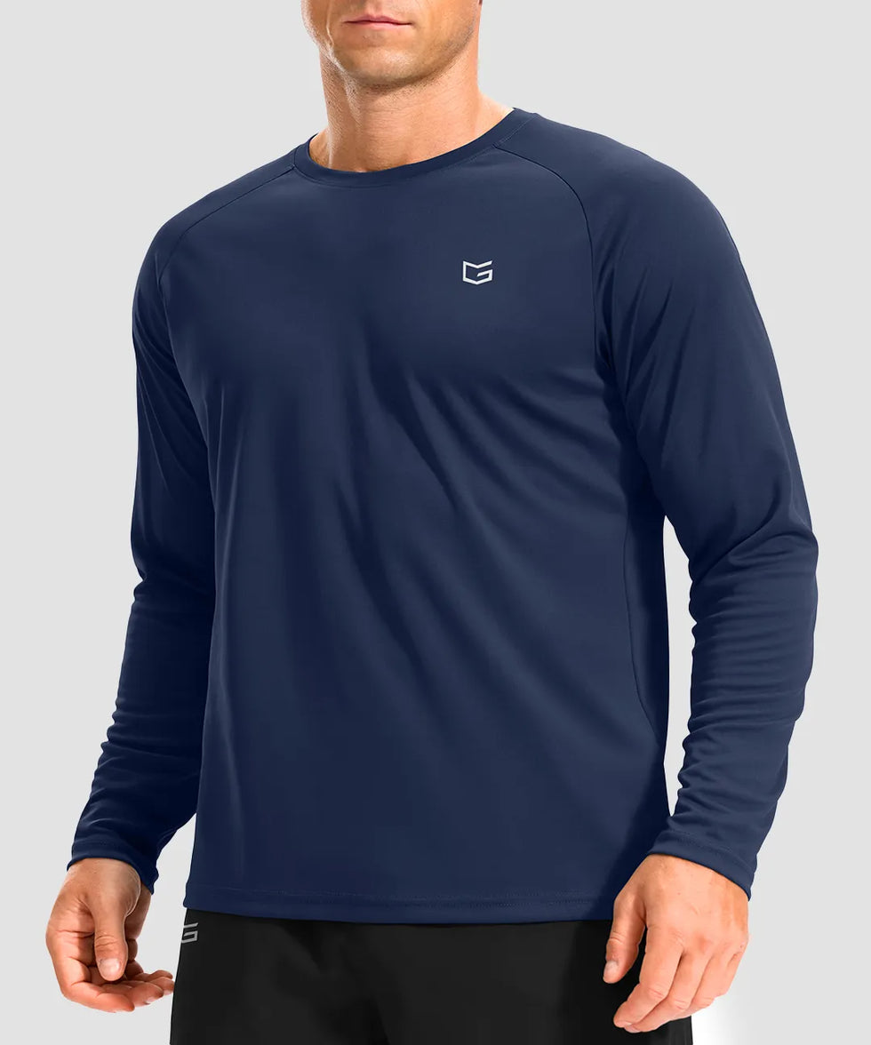 dry fit performance long sleeve in deep navy - front view