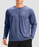 dry fit performance long sleeve in heather blue gray - front view