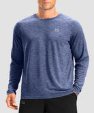 dry fit performance long sleeve in heather blue gray - front view