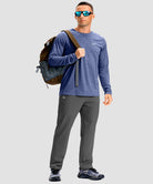 dry fit performance long sleeve in heather blue gray - on model view