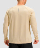 dry fit performance long sleeve in heather oatmeal - back view