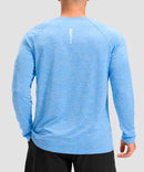 dry fit performance long sleeve in heather sky blue - back view