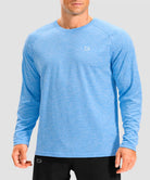 dry fit performance long sleeve in heather sky blue - front view