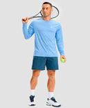 dry fit performance long sleeve in heather sky blue - on model view