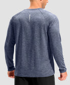 dry fit performance long sleeve in heather slate blue - back view