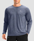 dry fit performance long sleeve in heather slate blue - front view