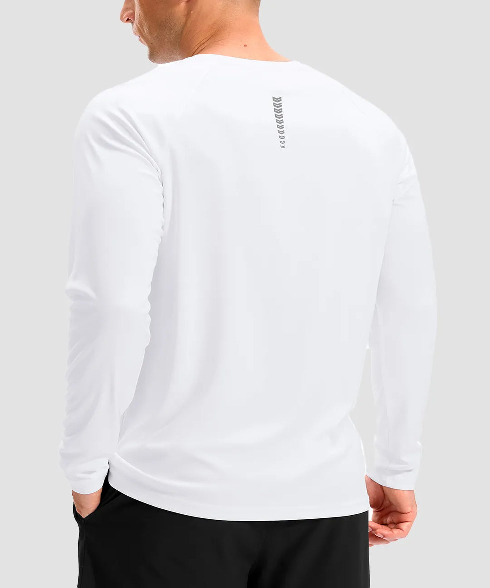 dry fit performance long sleeve in white - back view