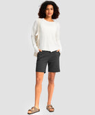elastic waist bermuda shorts 7" in gray - on model view